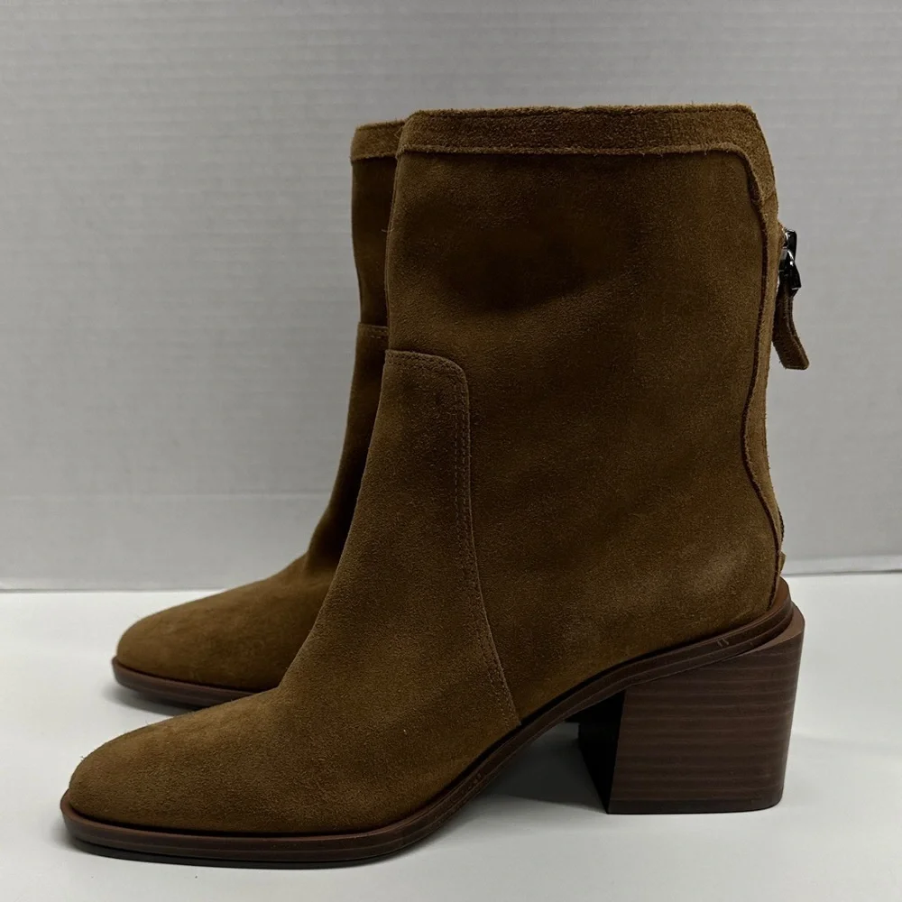 Vince Camuto Kortimy Heeled Ankle Boots Suede Booties Shoes Brown New 6.5 Wide
